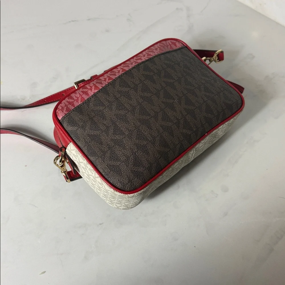 NWT Michael Kors Jet Set Large Metallic Signature Logo Crossbody Bag - Picture 6 of 9